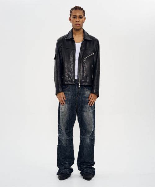WORLDDILEMA(ワールドジレンマ)の「Cow Leather Biker Jacket (Black)(ライダースジャケット・レディース・その他・FREE)」の6枚目の写真