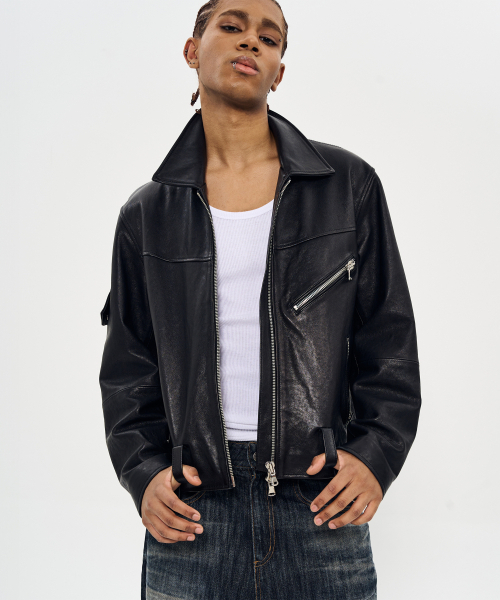 WORLDDILEMA(ワールドジレンマ)の「Cow Leather Biker Jacket (Black)(ライダースジャケット・レディース・その他・FREE)」の2枚目の写真