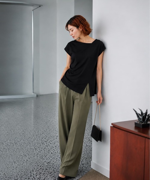 Brown&Street(ブラウンアンドストリート)の「アシンメトリーカットトップス(Tシャツ/カットソー・レディース・ブラック/ホワイト・FREE)」の10枚目の写真