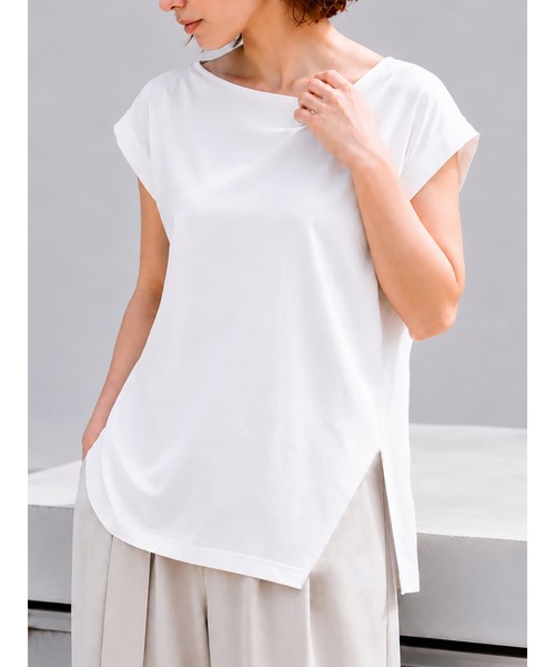Brown&Street(ブラウンアンドストリート)の「アシンメトリーカットトップス(Tシャツ/カットソー・レディース・ブラック/ホワイト・FREE)」の19枚目の写真