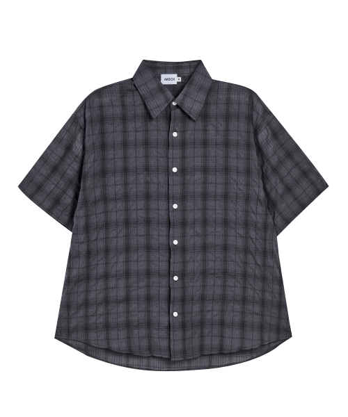 AKECII（アケシ）の「エルスモークチェック半袖シャツ_チャコール（シャツ/ブラウス・メンズ・その他・MEDIUM/LARGE）」の5枚目の写真