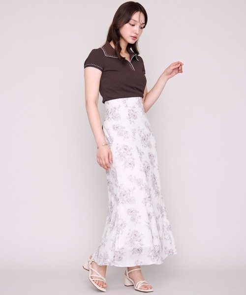 MISCH MASCH(ミッシュマッシュ)の「2026春夏新作 配色ステッチポロニット半袖トップス(Tシャツ/カットソー・レディース・ホワイト/ブラック/ブラウン・フリ-)」の19枚目の写真