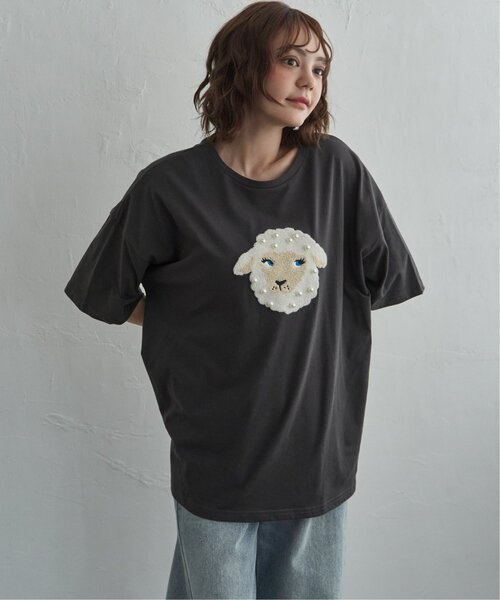 notch.(ノッチ)の「パール付き ヒツジ サガラ刺繍Tシャツ(Tシャツ/カットソー・レディース・チャコール/オフホワイト/杢グレー・M)」の13枚目の写真
