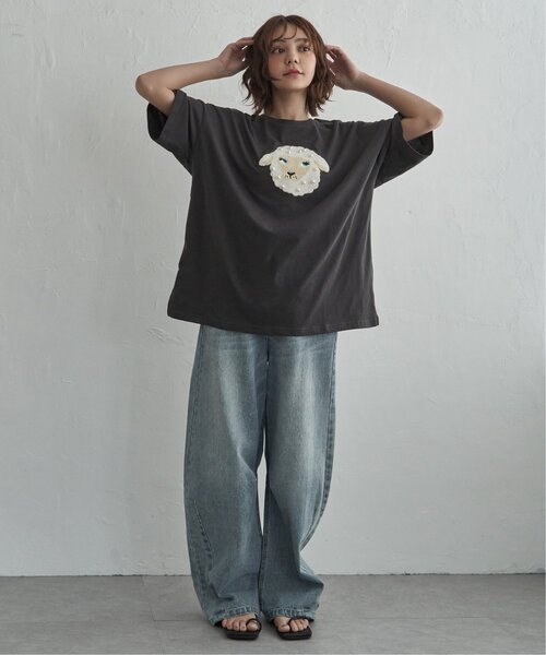 notch.(ノッチ)の「パール付き ヒツジ サガラ刺繍Tシャツ(Tシャツ/カットソー・レディース・チャコール/オフホワイト/杢グレー・M)」の19枚目の写真