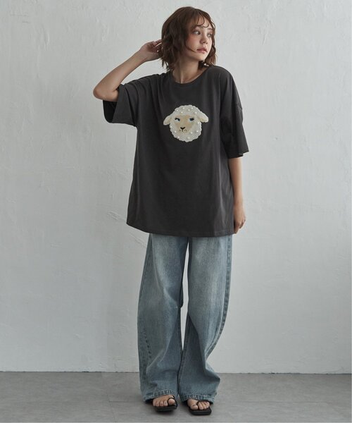 notch.(ノッチ)の「パール付き ヒツジ サガラ刺繍Tシャツ(Tシャツ/カットソー・レディース・チャコール/オフホワイト/杢グレー・M)」の20枚目の写真