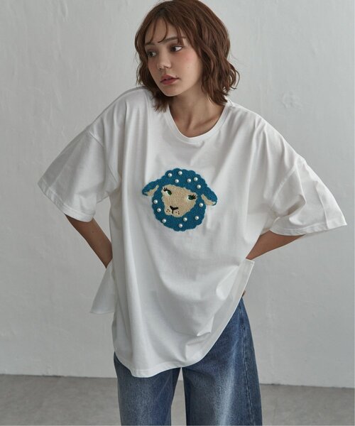 notch.(ノッチ)の「パール付き ヒツジ サガラ刺繍Tシャツ(Tシャツ/カットソー・レディース・チャコール/オフホワイト/杢グレー・M)」の21枚目の写真