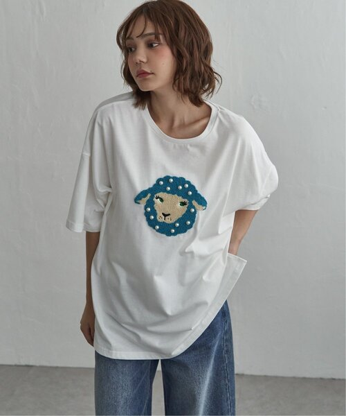 notch.(ノッチ)の「パール付き ヒツジ サガラ刺繍Tシャツ(Tシャツ/カットソー・レディース・チャコール/オフホワイト/杢グレー・M)」の22枚目の写真
