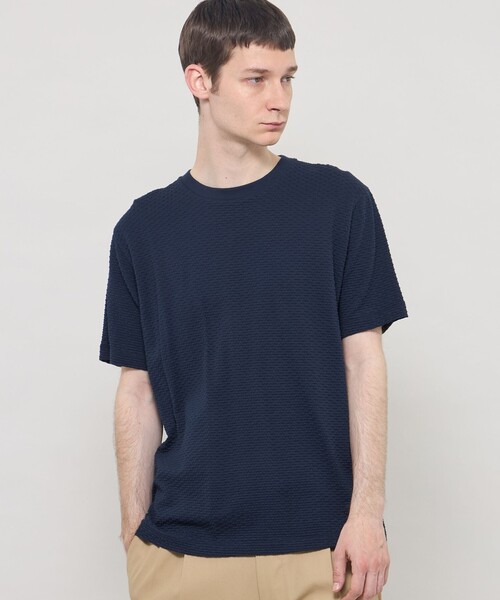 MACKINTOSH LONDON(マッキントッシュ ロンドン)の「シャーリングジャカードTシャツ(Tシャツ/カットソー・メンズ・ネイビー/パープル系その他2/ブラック・XL/L)」の2枚目の写真