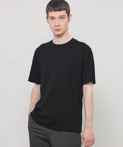 MACKINTOSH LONDON(マッキントッシュ ロンドン)の「シャーリングジャカードTシャツ(Tシャツ/カットソー・メンズ・ネイビー/パープル系その他2/ブラック・XL/L)」の1枚目の写真