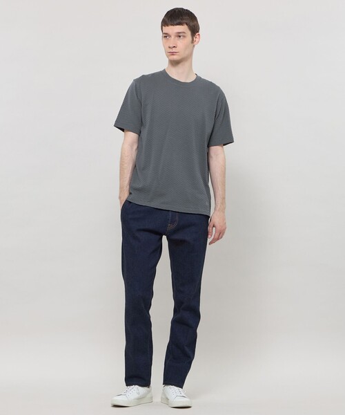 MACKINTOSH LONDON(マッキントッシュ ロンドン)の「シャーリングジャカードTシャツ(Tシャツ/カットソー・メンズ・ネイビー/パープル系その他2/ブラック・XL/L)」の6枚目の写真