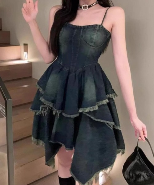 GLAMOROUS JANE（グラマラスジェーン）の「デニムティアードキャミワンピース（ワンピース・レディース・ブルー・M/L）」の7枚目の写真