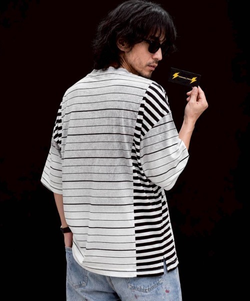 KAMINARI_TOKIO(カミナリトキオ)の「ランダムボーダーヴィンテージライクTシャツ(Tシャツ/カットソー・レディース・ホワイト/レッド/グレー・FREE)」の7枚目の写真