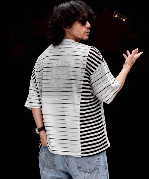 KAMINARI_TOKIO(カミナリトキオ)の「ランダムボーダーヴィンテージライクTシャツ(Tシャツ/カットソー・レディース・ホワイト/レッド/グレー・FREE)」の9枚目の写真