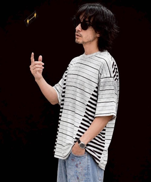 KAMINARI_TOKIO(カミナリトキオ)の「ランダムボーダーヴィンテージライクTシャツ(Tシャツ/カットソー・レディース・ホワイト/レッド/グレー・FREE)」の8枚目の写真