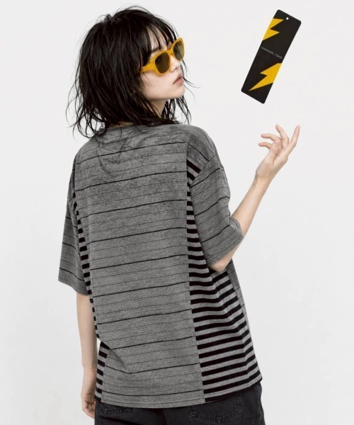KAMINARI_TOKIO(カミナリトキオ)の「ランダムボーダーヴィンテージライクTシャツ(Tシャツ/カットソー・レディース・ホワイト/レッド/グレー・FREE)」の15枚目の写真