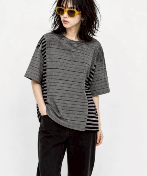 KAMINARI_TOKIO(カミナリトキオ)の「ランダムボーダーヴィンテージライクTシャツ(Tシャツ/カットソー・レディース・ホワイト/レッド/グレー・FREE)」の13枚目の写真
