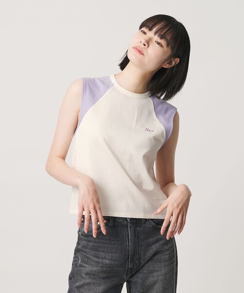 NICE WEATHER(ナイスウェザー)の「<NICE WEATHER>ヘルシースリーブトップス(Tシャツ/カットソー・レディース・ホワイト/ダークブラウン・FREE)」の3枚目の写真