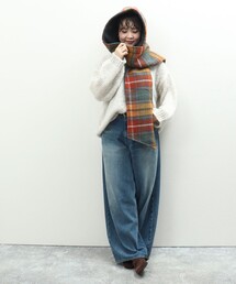MICO COULIER | 【TWEEDMILL】別注チェック柄フード付きマフラー(マフラー)