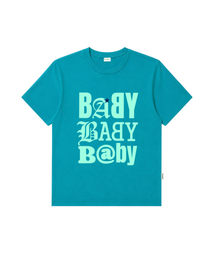 BABYプリントオーバーフィット半袖Tシャツターコイズミント