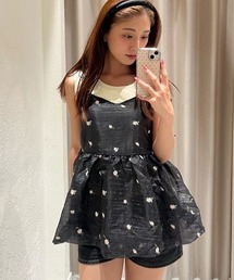 近年美品❤️44キュートなブラック チュニック チュニック（ブラック/黒色系・花柄・ボタニカル柄）ファッション通販