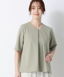 SUIT SQUARE（スーツスクエア）の「Vネックプルオーバー/5分袖/ウォッシャブル/接触冷感/UVカット/無地（シャツ/ブラウス）」