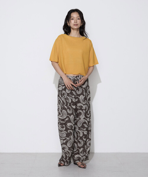 K.T KIYOKO TAKASE（キヨコタカセ）の「【前後２WAY】ジャカード柄 シアーニットTシャツ（ニット/セーター・レディース・ミント/イエロー系その他・FREE）」の4枚目の写真