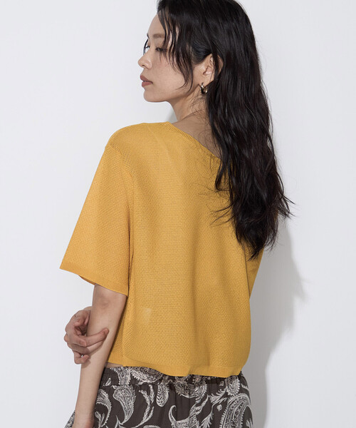 K.T KIYOKO TAKASE（キヨコタカセ）の「【前後２WAY】ジャカード柄 シアーニットTシャツ（ニット/セーター・レディース・ミント/イエロー系その他・FREE）」の5枚目の写真