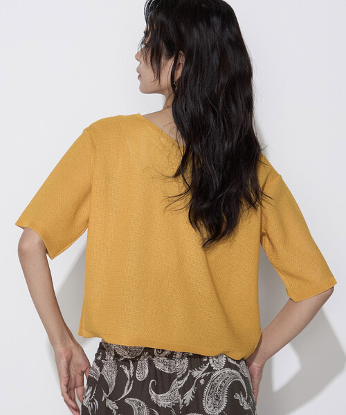 K.T KIYOKO TAKASE（キヨコタカセ）の「【前後２WAY】ジャカード柄 シアーニットTシャツ（ニット/セーター・レディース・ミント/イエロー系その他・FREE）」の6枚目の写真