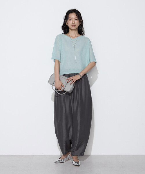 K.T KIYOKO TAKASE（キヨコタカセ）の「【前後２WAY】ジャカード柄 シアーニットTシャツ（ニット/セーター・レディース・ミント/イエロー系その他・FREE）」の9枚目の写真