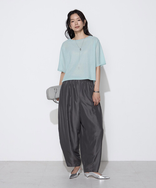 K.T KIYOKO TAKASE（キヨコタカセ）の「【前後２WAY】ジャカード柄 シアーニットTシャツ（ニット/セーター・レディース・ミント/イエロー系その他・FREE）」の10枚目の写真