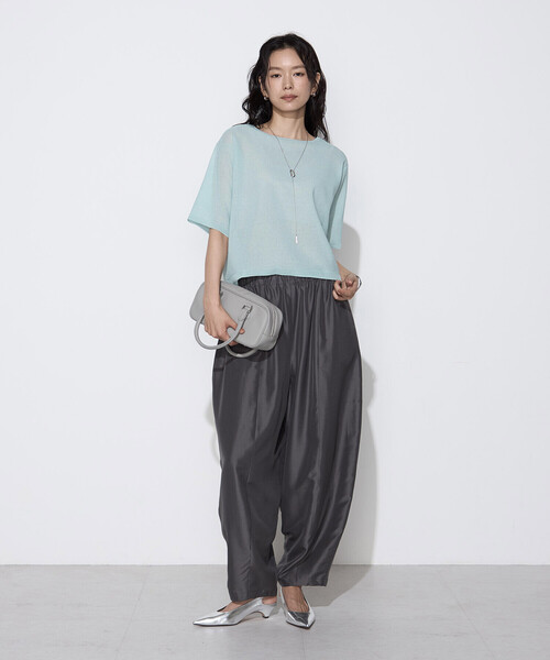 K.T KIYOKO TAKASE（キヨコタカセ）の「【前後２WAY】ジャカード柄 シアーニットTシャツ（ニット/セーター・レディース・ミント/イエロー系その他・FREE）」の11枚目の写真