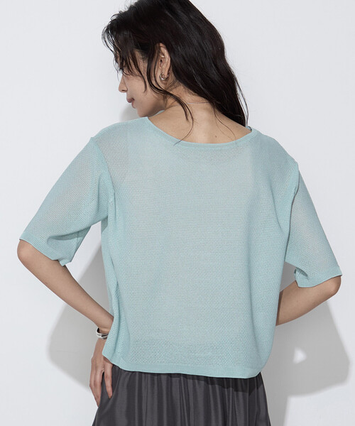 K.T KIYOKO TAKASE（キヨコタカセ）の「【前後２WAY】ジャカード柄 シアーニットTシャツ（ニット/セーター・レディース・ミント/イエロー系その他・FREE）」の13枚目の写真