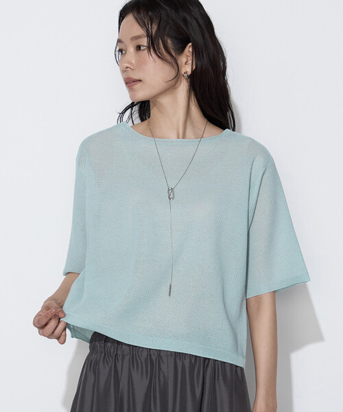 K.T KIYOKO TAKASE（キヨコタカセ）の「【前後２WAY】ジャカード柄 シアーニットTシャツ（ニット/セーター・レディース・ミント/イエロー系その他・FREE）」の17枚目の写真