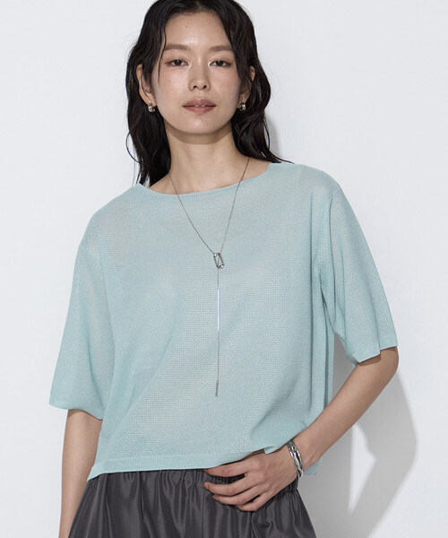 K.T KIYOKO TAKASE（キヨコタカセ）の「【前後２WAY】ジャカード柄 シアーニットTシャツ（ニット/セーター・レディース・ミント/イエロー系その他・FREE）」の18枚目の写真