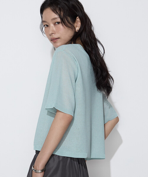 K.T KIYOKO TAKASE（キヨコタカセ）の「【前後２WAY】ジャカード柄 シアーニットTシャツ（ニット/セーター・レディース・ミント/イエロー系その他・FREE）」の19枚目の写真