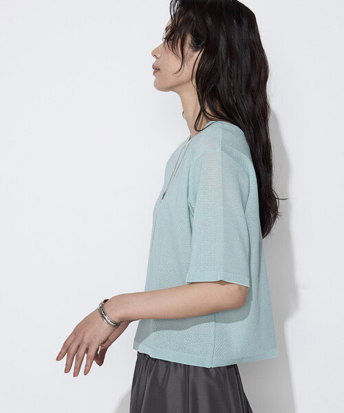 K.T KIYOKO TAKASE（キヨコタカセ）の「【前後２WAY】ジャカード柄 シアーニットTシャツ（ニット/セーター・レディース・ミント/イエロー系その他・FREE）」の20枚目の写真