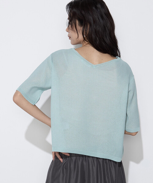K.T KIYOKO TAKASE（キヨコタカセ）の「【前後２WAY】ジャカード柄 シアーニットTシャツ（ニット/セーター・レディース・ミント/イエロー系その他・FREE）」の21枚目の写真