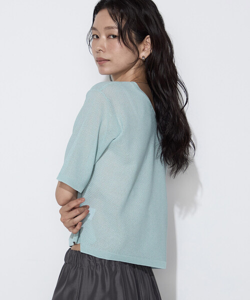 K.T KIYOKO TAKASE（キヨコタカセ）の「【前後２WAY】ジャカード柄 シアーニットTシャツ（ニット/セーター・レディース・ミント/イエロー系その他・FREE）」の22枚目の写真