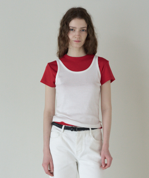 TTUDEMENT(トュードメント)の「50s EMBROIDERED SLEEVELESS T-SHIRT_WHITE(Tシャツ/カットソー・レディース・その他・SMALL/MEDIUM)」の1枚目の写真
