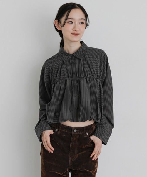 SENSE OF PLACE by URBAN RESEARCH(センスオブプレイスバイアーバンリサーチ)の「ギャザーバルーンシャツ(シャツ/ブラウス・レディース・グレー系その他/オフホワイト/ライトブルー・ONE)」の13枚目の写真