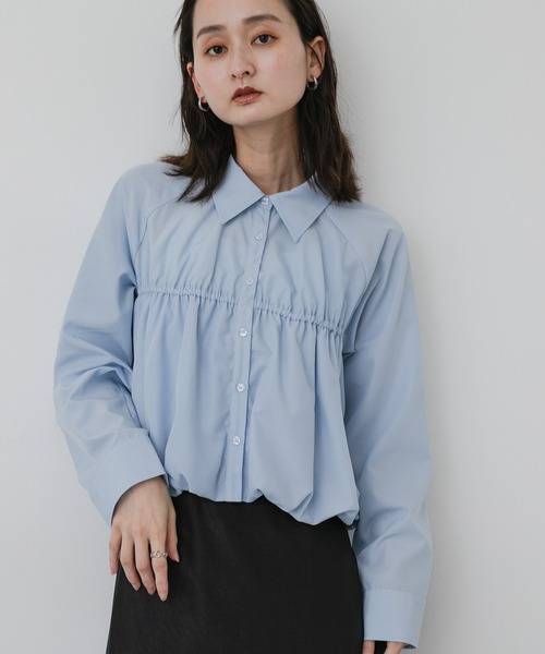 SENSE OF PLACE by URBAN RESEARCH(センスオブプレイスバイアーバンリサーチ)の「ギャザーバルーンシャツ(シャツ/ブラウス・レディース・グレー系その他/オフホワイト/ライトブルー・ONE)」の18枚目の写真