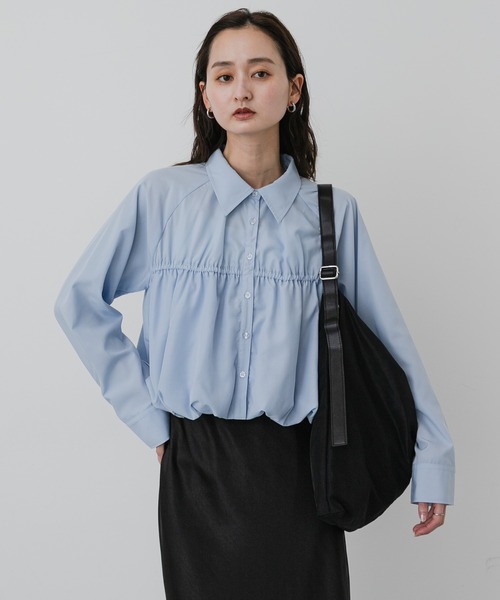 SENSE OF PLACE by URBAN RESEARCH(センスオブプレイスバイアーバンリサーチ)の「ギャザーバルーンシャツ(シャツ/ブラウス・レディース・グレー系その他/オフホワイト/ライトブルー・ONE)」の19枚目の写真