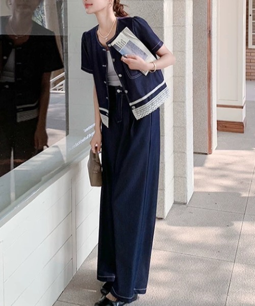 FAVORITO(ファヴォリート)の「デニムトップスパンツセットアップ(セットアップ・レディース・ダークブルー・M/L/XL/S)」の10枚目の写真