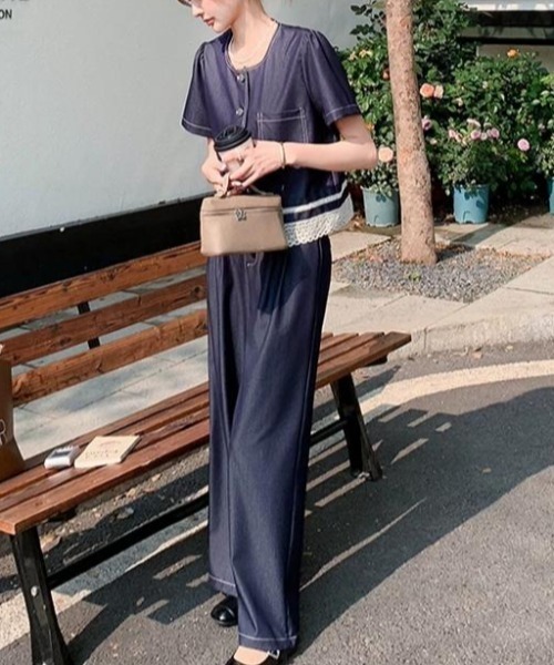 FAVORITO(ファヴォリート)の「デニムトップスパンツセットアップ(セットアップ・レディース・ダークブルー・M/L/XL/S)」の9枚目の写真