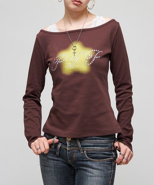 WHO'S WHO gallery(フーズフーギャラリー)の「PIFスタッズトップス(Tシャツ/カットソー・レディース・ベージュ/パープル/ブラウン・FREE)」の8枚目の写真