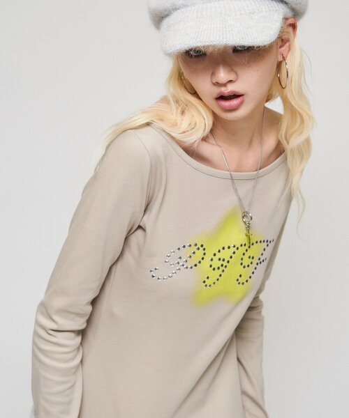 WHO'S WHO gallery(フーズフーギャラリー)の「PIFスタッズトップス(Tシャツ/カットソー・レディース・ベージュ/パープル/ブラウン・FREE)」の15枚目の写真