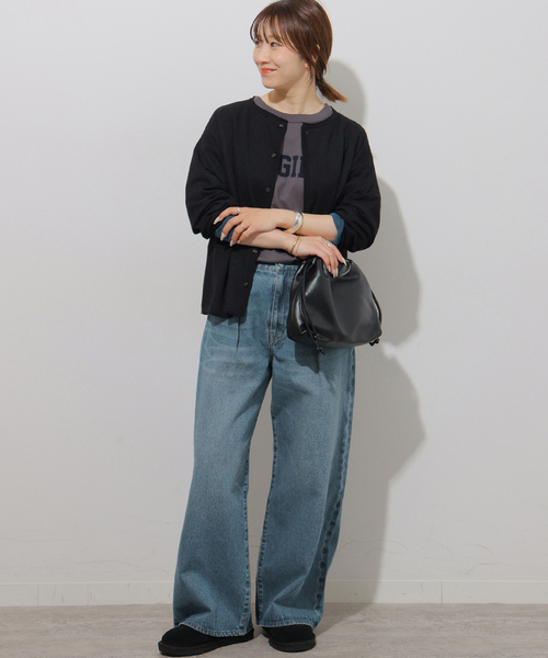 JOURNAL STANDARD relume(ジャーナルスタンダード レリューム)の「2WAYバイカラーニットトップス(カーディガン/ボレロ・レディース・ブラック/ブラウン・FREE)」の3枚目の写真