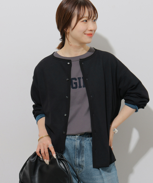 JOURNAL STANDARD relume(ジャーナルスタンダード レリューム)の「2WAYバイカラーニットトップス(カーディガン/ボレロ・レディース・ブラック/ブラウン・FREE)」の6枚目の写真