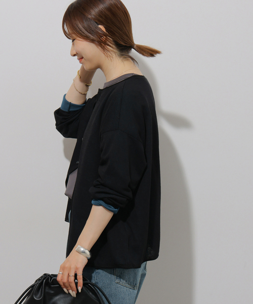 JOURNAL STANDARD relume(ジャーナルスタンダード レリューム)の「2WAYバイカラーニットトップス(カーディガン/ボレロ・レディース・ブラック/ブラウン・FREE)」の7枚目の写真