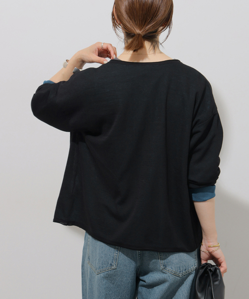 JOURNAL STANDARD relume(ジャーナルスタンダード レリューム)の「2WAYバイカラーニットトップス(カーディガン/ボレロ・レディース・ブラック/ブラウン・FREE)」の8枚目の写真
